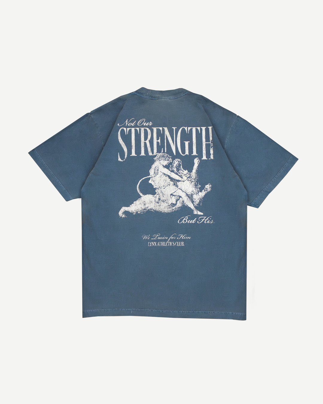 His Strength v1 washed denim tee