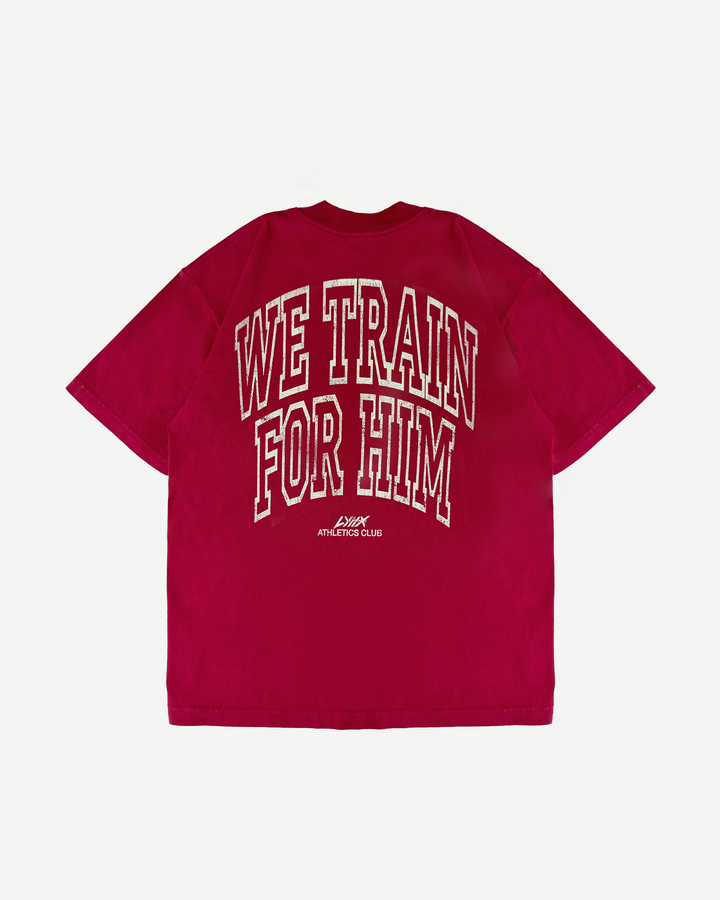 red we train for him tee photo