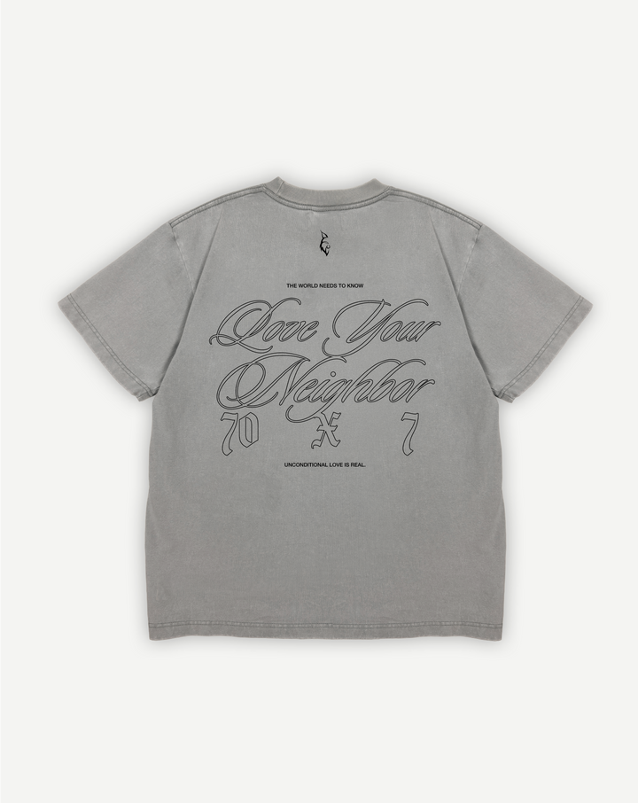 "Love Your Neighbor" Washed Tee - Gray