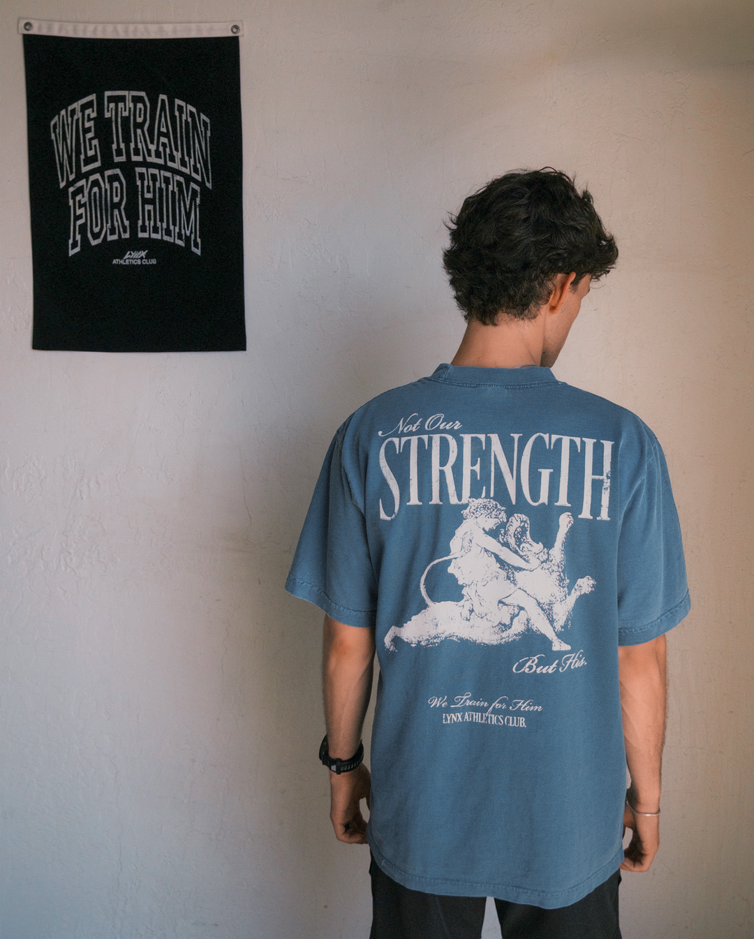 "His Strength" Tee - Washed Denim