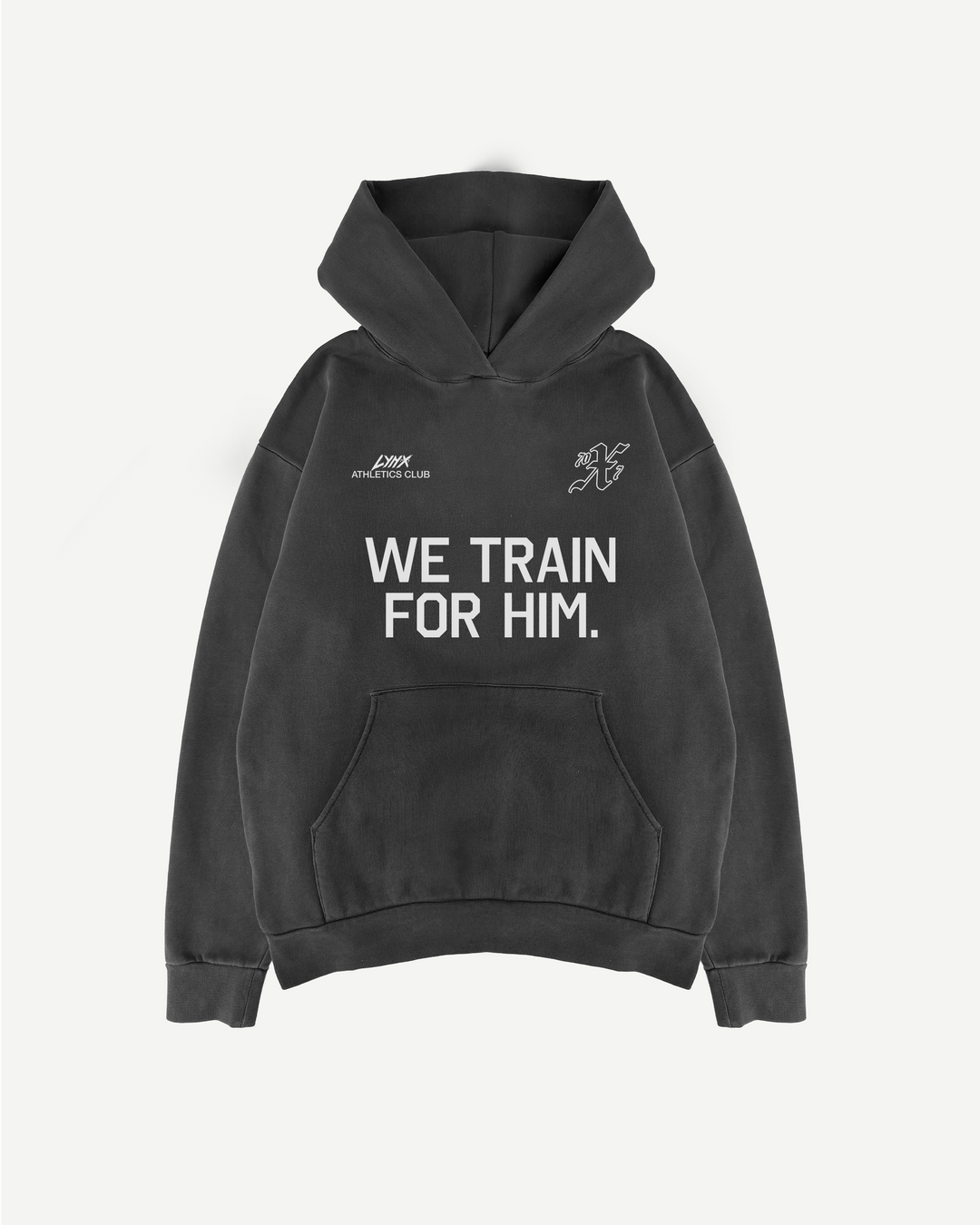 gray hoodie with we train for him photo