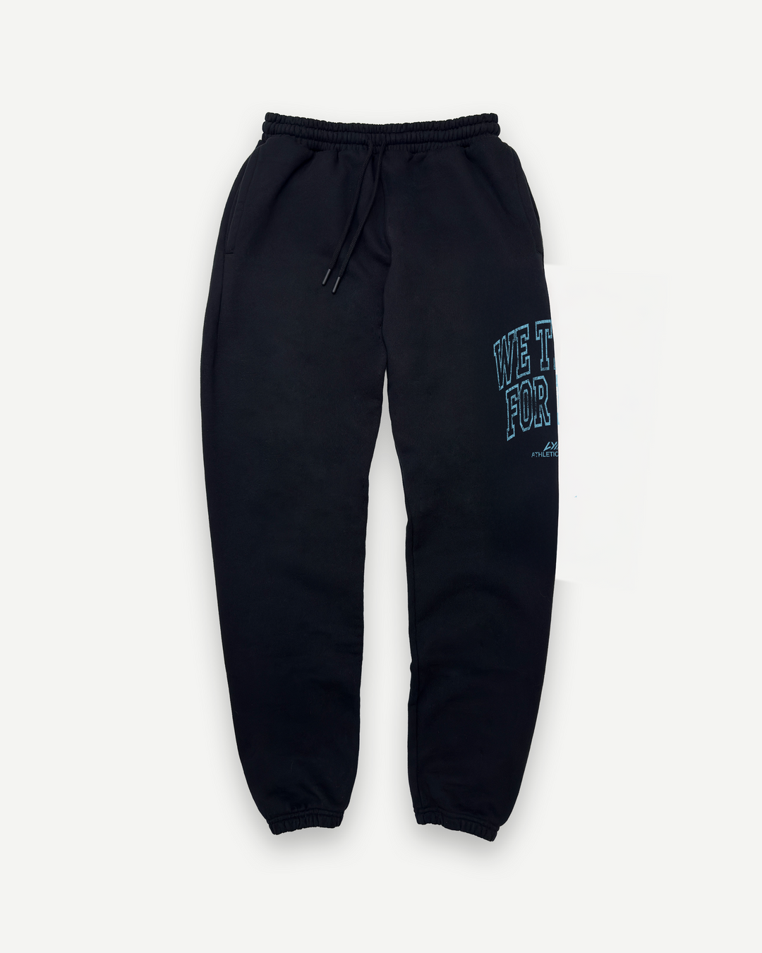 we train for him sweatpants flat lay photo