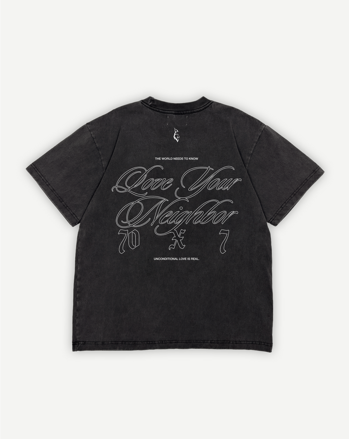 "Love Your Neighbor" Washed Tee - Black