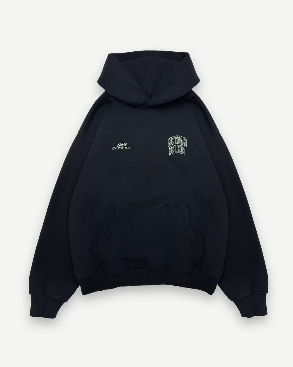 we train for him hoodie flat lay