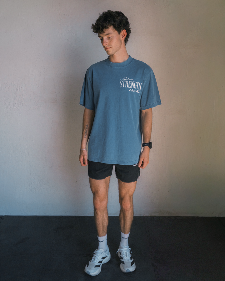 "His Strength" Tee - Washed Denim