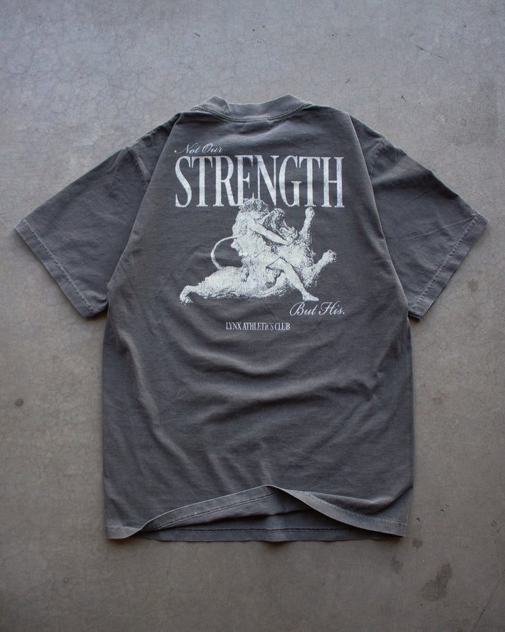 "HIS STRENGTH" OVERSIZED TEE IN GRAY