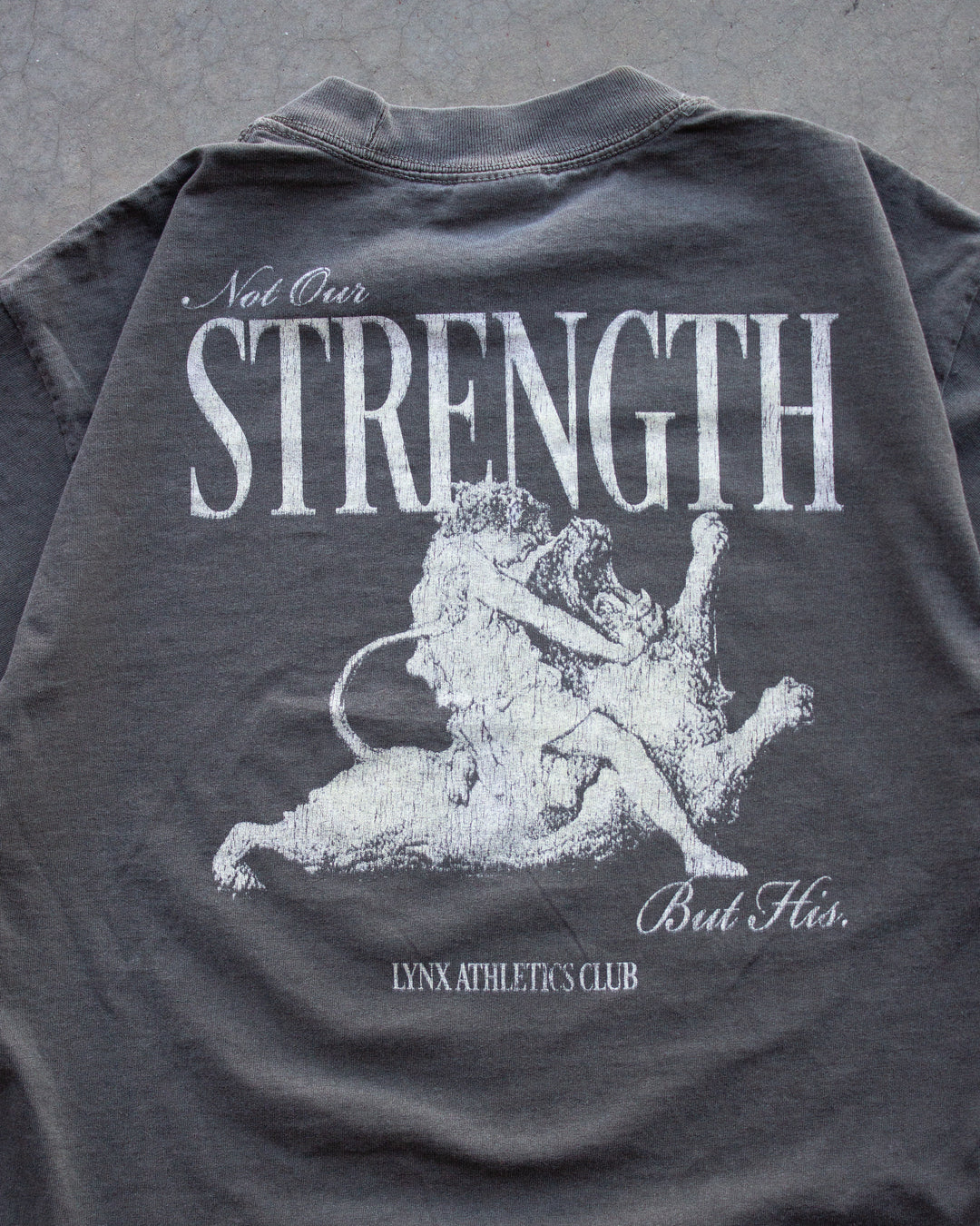 "HIS STRENGTH" OVERSIZED TEE IN GRAY