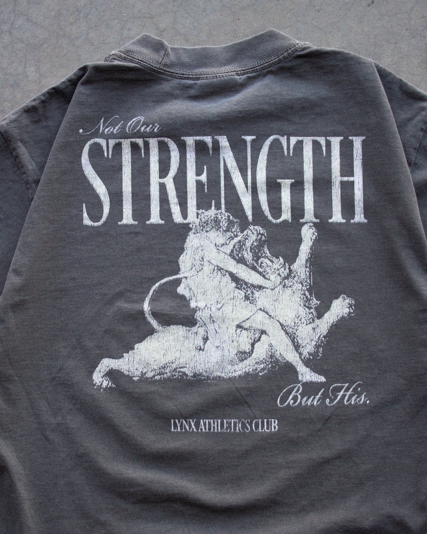 "HIS STRENGTH" OVERSIZED TEE IN GRAY