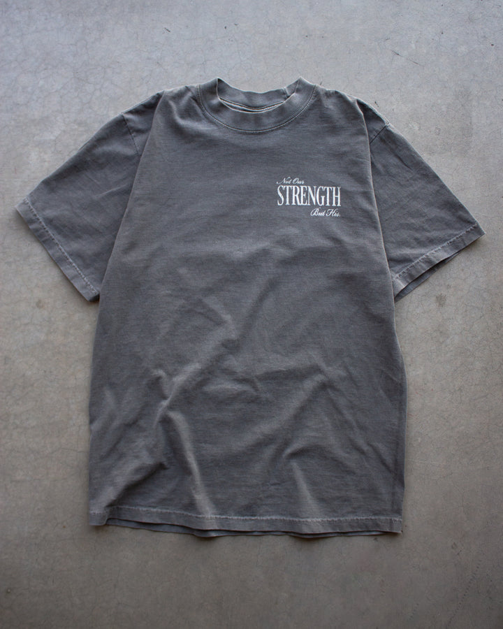 "HIS STRENGTH" OVERSIZED TEE IN GRAY