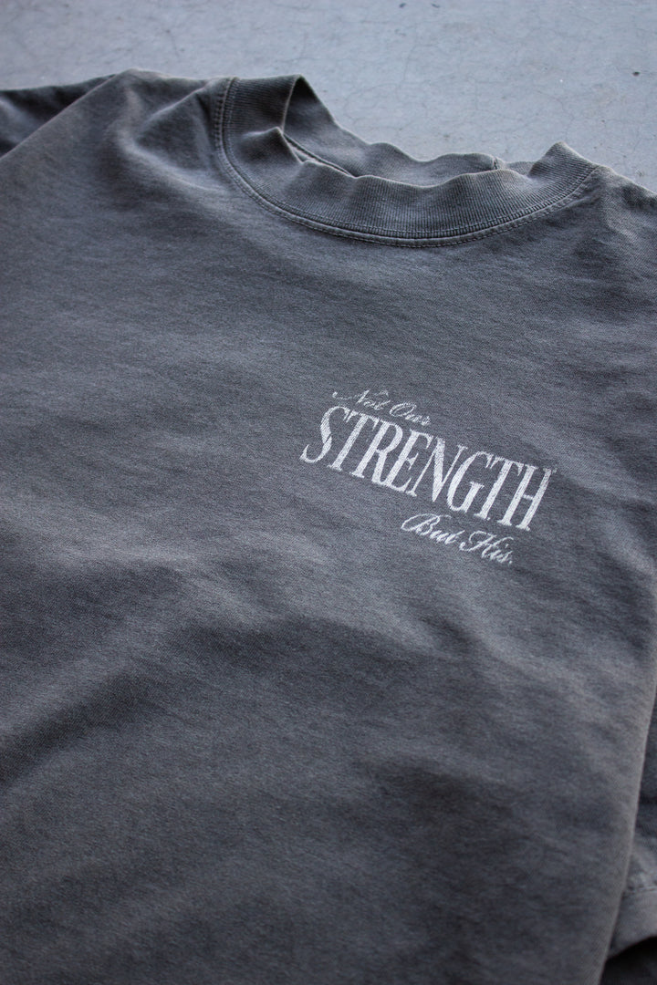 "HIS STRENGTH" OVERSIZED TEE IN GRAY