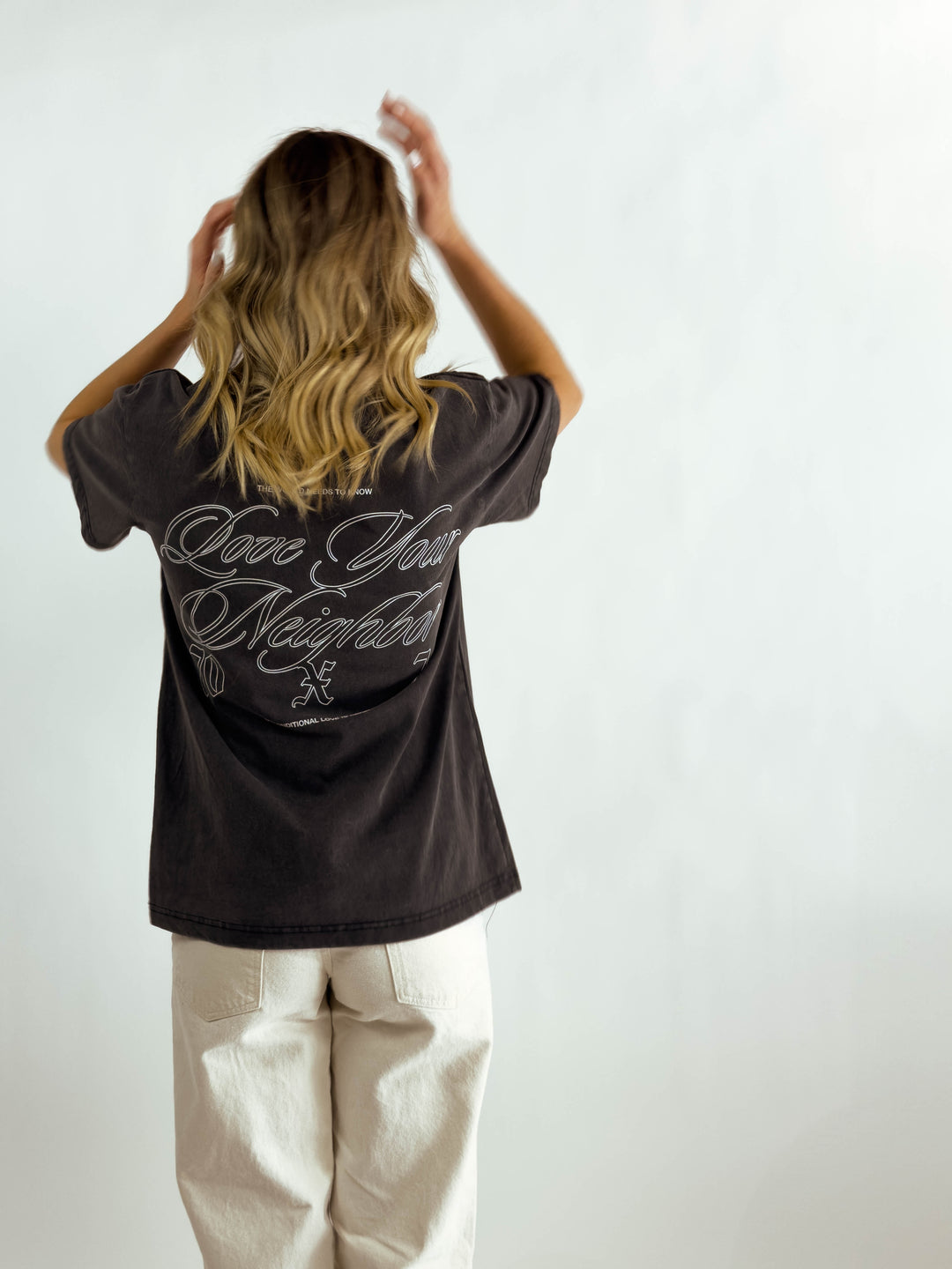 "Love Your Neighbor" Washed Tee - Black