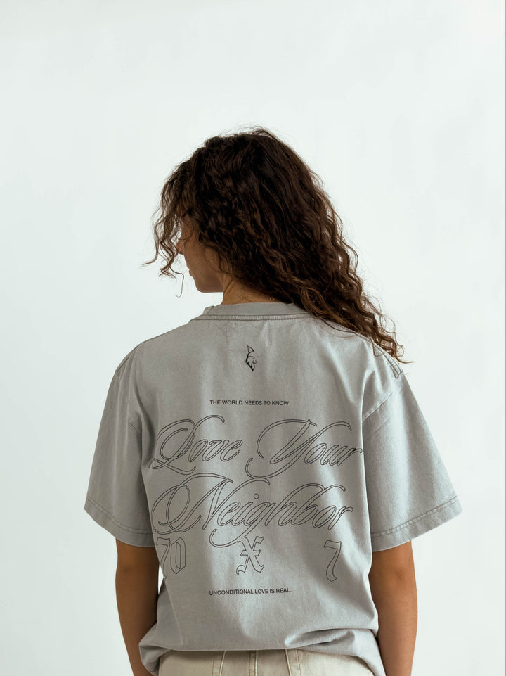 "Love Your Neighbor" Washed Tee - Gray