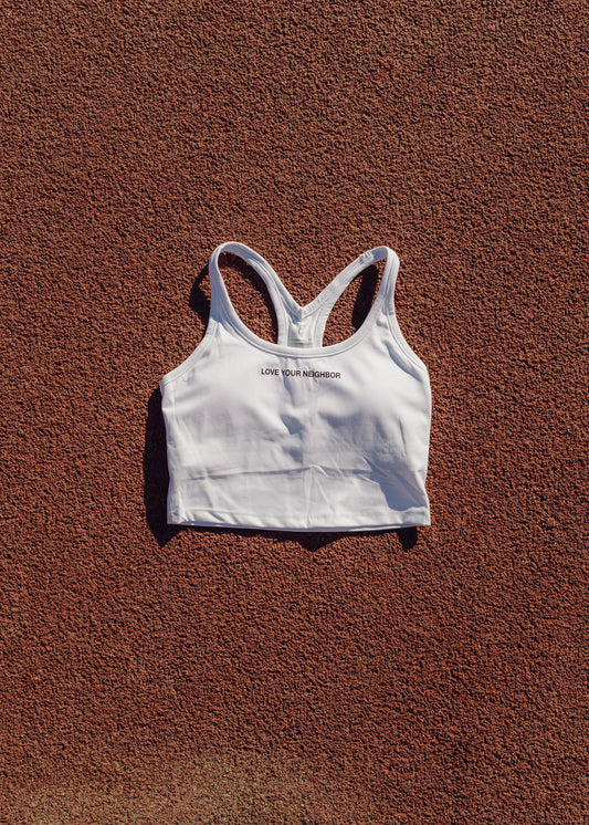 CROPPED TRAINING TANK IN WHITE