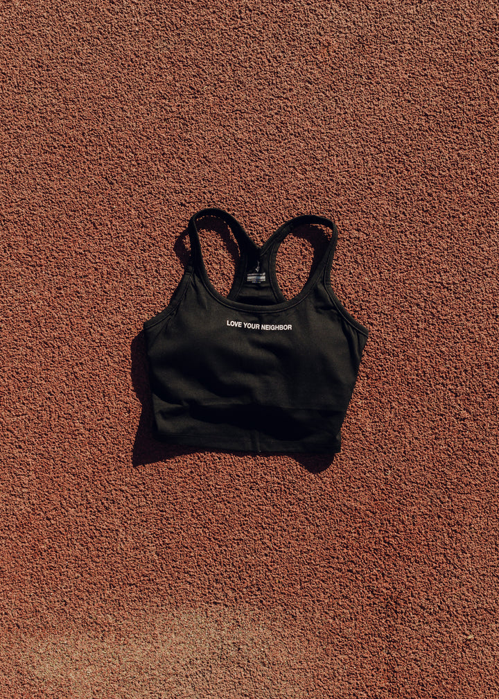 CROPPED TRAINING TANK IN BLACK