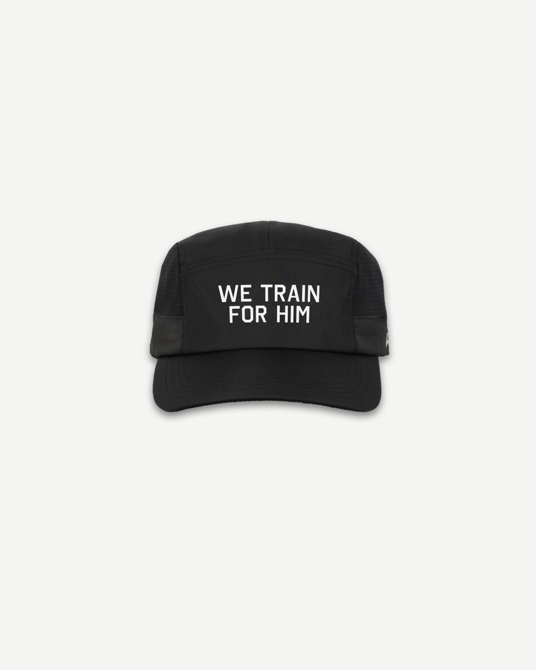 black we train for him cap. we train for him running hat